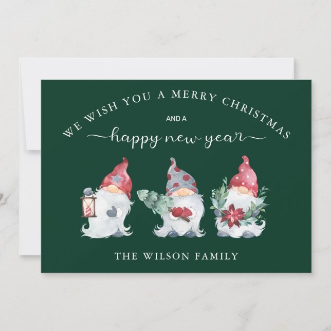 Gnome We Wish You a Merry Christmas  Holiday Card (Front)