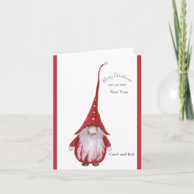Gnome Whimsical Christmas Art Card (Front)