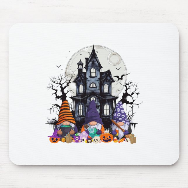 Gnome Witch Halloween Pumpkin Autumn Fall Holiday  Mouse Pad (Front)