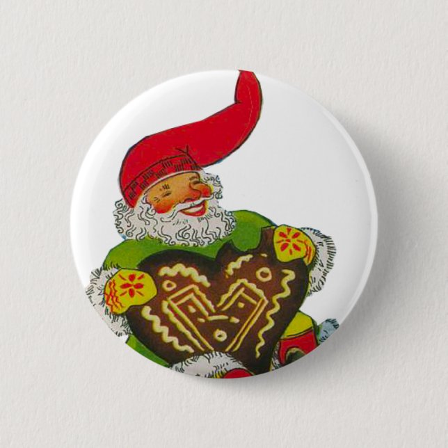 Gnome with a heart 2 inch round button (Front)