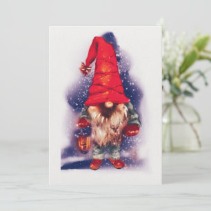 Gnome with a Lantern Christmas Holiday Card