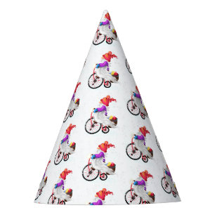 Gnome with Bike and Gift Christmas Paper Party Hat