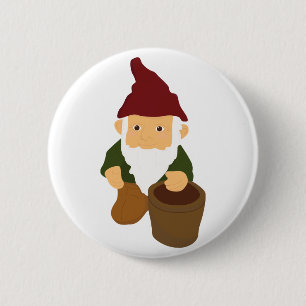 Gnome with Bucket 2 Inch Round Button