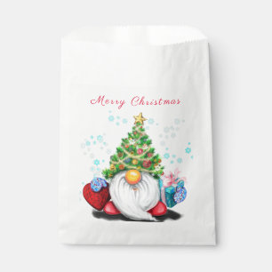 Gnome with Christmas Tree Hat and Gift Favour Bag