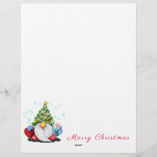 Gnome with Christmas Tree Hat and Gift Letterhead