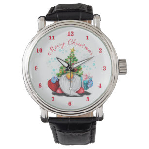 Gnome with Christmas Tree Hat and Gift  Watch