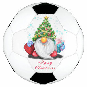 Gnome with Christmas Tree Hat Gift Soccer Ball
