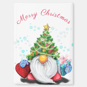 Gnome with Christmas Tree Hat Magnet Gift