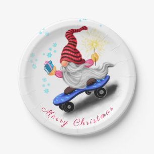 Gnome with Gifts Christmas Paper Plates