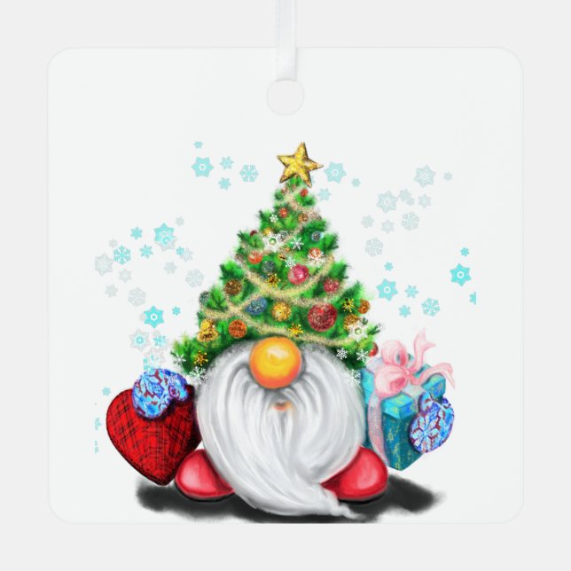 Gnome with Gifts Christmas Tree Ornament (Front)