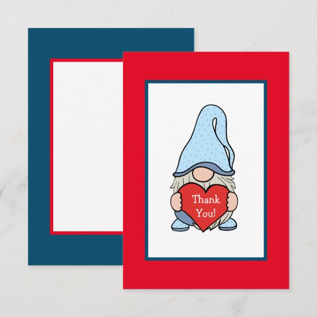 Gnome with heart thank you card (Front/Back)
