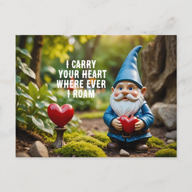 Gnome With Heart Valentine Postcard (Front)