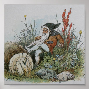 Gnome with His Beard Caught on a Log Poster