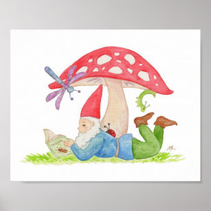 Gnome with Insect Book art print