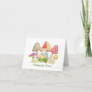 Gnome with Mushroom Book thank you card