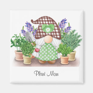 Gnome with pigtails purple lilacs plant mom magnet
