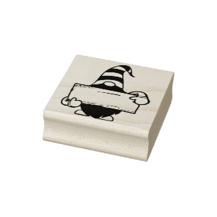 Gnome with Sign Rubber Stamp