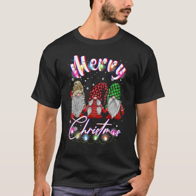 Gnome Xmas Pajamas Garden Merry Christmas Matching T-Shirt (Front)