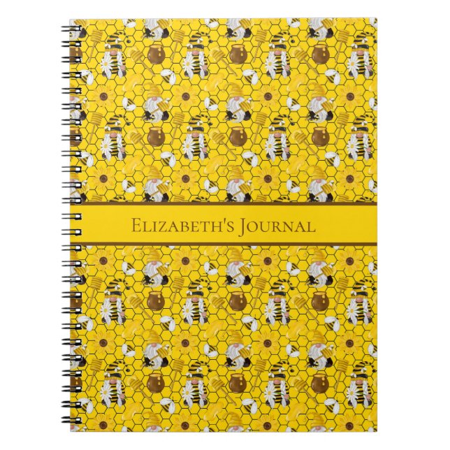 Gnome Yellow Sunflower Bees Honey Journal Carnet (Devant)