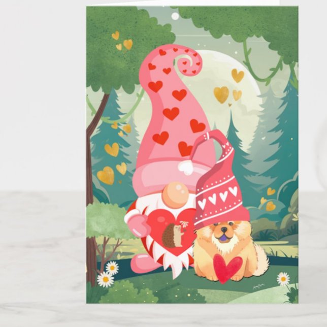 GNOMEBODY LUVS U MORE Chow and gnome valentine Holiday Card (Creator Uploaded)