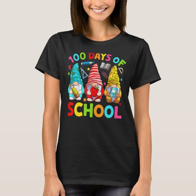 Gnomes 100 Days Of School Happy 100th Day Kids Tea T-Shirt (Front)