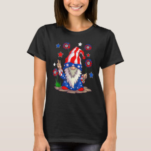 Gnomes 4th Of July Women Gnome Girls American Fla T-Shirt