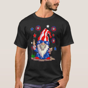 Gnomes 4th Of July Women Gnome  Girls American Fla T-Shirt