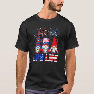 Gnomes American Lpn Life Nurse Stethoscope 4th Of T-Shirt