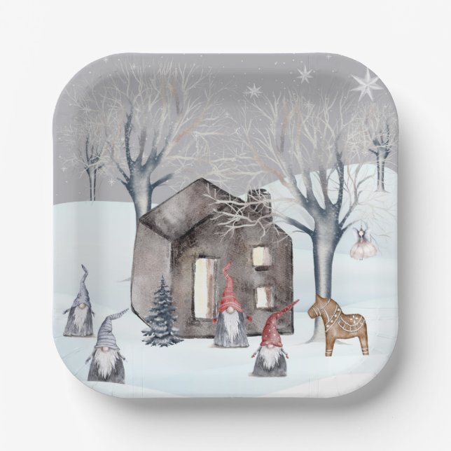 Gnomes and Trees Paper Plate (Front)