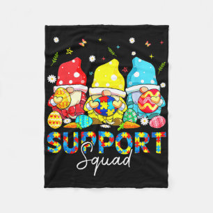 Gnomes Autism Awareness Shirts Support Squad Easte Fleece Blanket