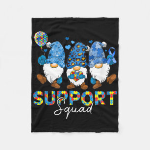 Gnomes Autism Awareness Support Squad Blue Ribbon Fleece Blanket
