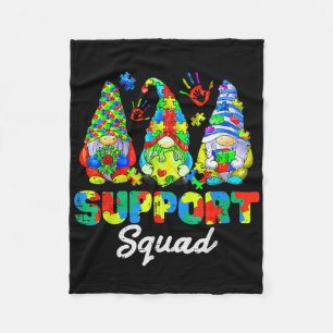 Gnomes Autism Awareness Support Squad Blue Ribbon Fleece Blanket