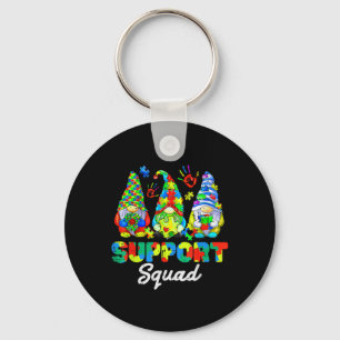 Gnomes Autism Awareness Support Squad Blue Ribbon Keychain
