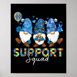 Gnomes Autism Awareness Support Squad Blue Ribbon Poster