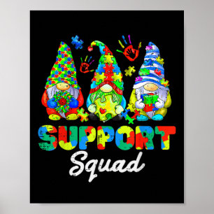 Gnomes Autism Awareness Support Squad Blue Ribbon  Poster