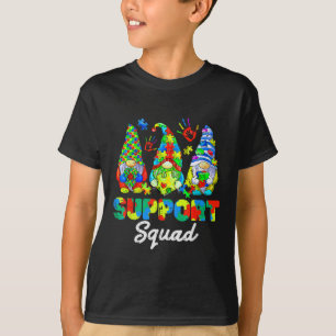 Gnomes Autism Awareness Support Squad Blue Ribbon T-Shirt