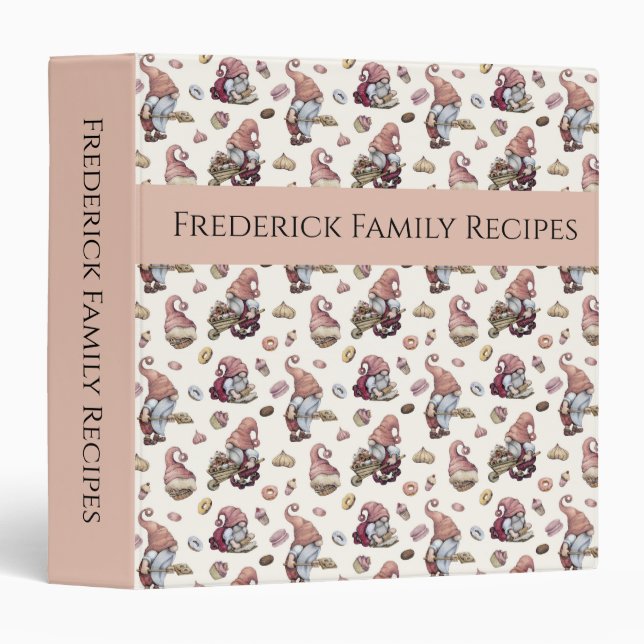 Gnomes Baking, Cupcakes, Doughnuts, Cute Recipe Binder (Front/Spine)