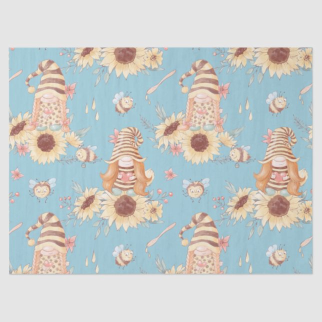 Gnomes, Bees and Sunflowers Tissue Paper (Front)