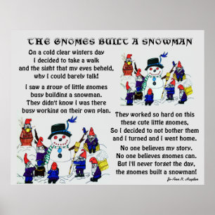 GNOMES BUILD SNOWMAN    POSTER