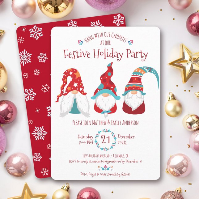 Gnomes Christmas Holiday Party Cute Fun Festive Invitation (Creator Uploaded)