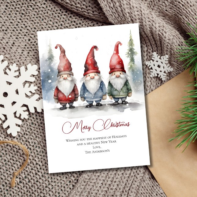 Gnomes Christmas Holiday Season's Greeting Card (Merry Christmas Gnomes Card)