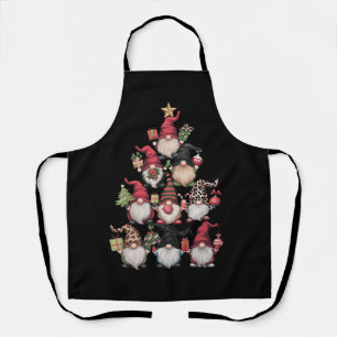 Gnomes Christmas Tree Funny Xmas Holidays Apron
