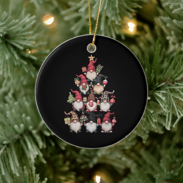 Gnomes Christmas Tree Funny Xmas Holidays Ceramic Ornament (Tree)