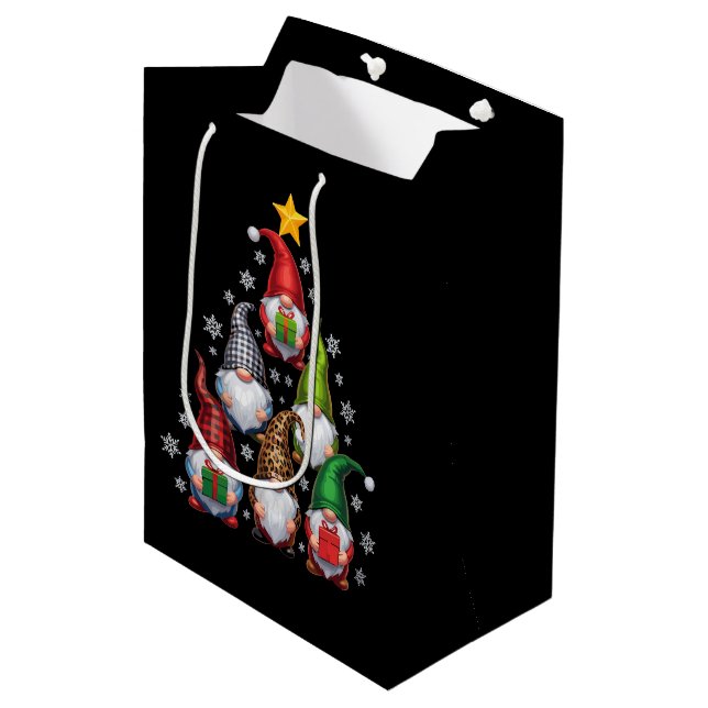 Gnomes Christmas Tree Funny Xmas Holidays  Medium Gift Bag (Front Angled)