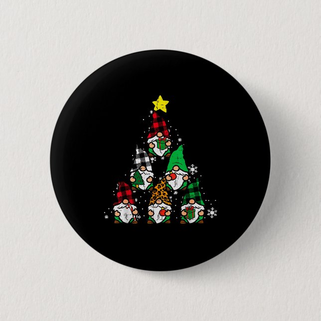 Gnomes Christmas Tree Funny Xmas Holidays Men Wome 2 Inch Round Button (Front)