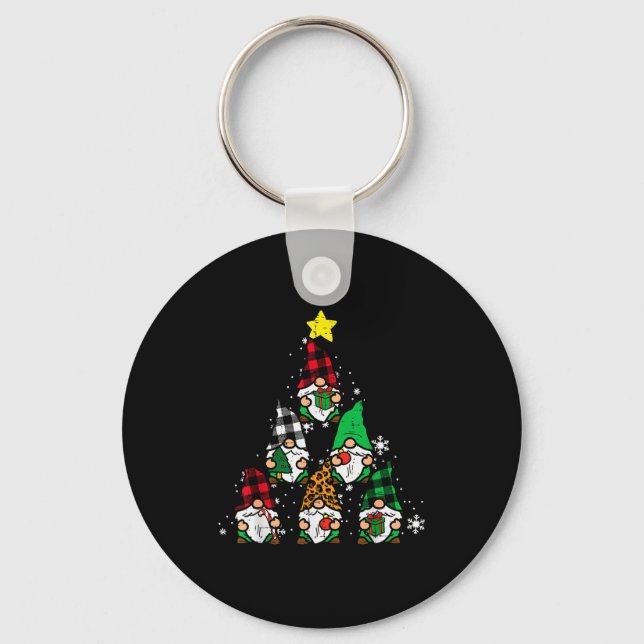 Gnomes Christmas Tree Funny Xmas Holidays Men Wome Keychain (Front)