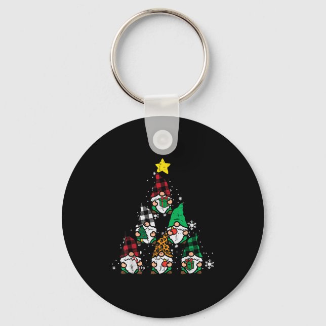Gnomes Christmas Tree Funny Xmas Holidays Men Wome Keychain (Front)