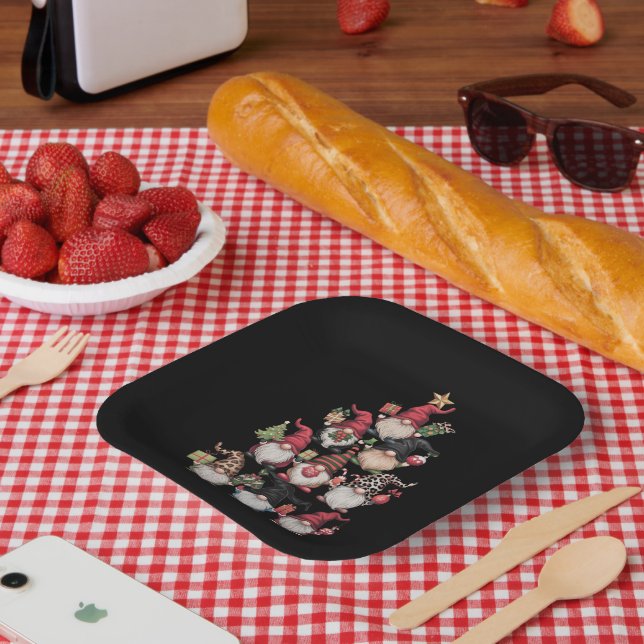 Gnomes Christmas Tree Funny Xmas Holidays Paper Plate (Picnic)