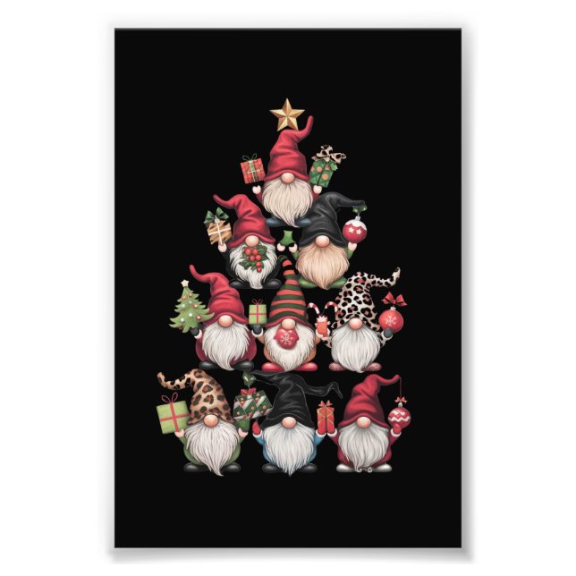 Gnomes Christmas Tree Funny Xmas Holidays Photo Print (Front)