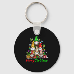 Gnomes Christmas Tree Pajamas Funny Gnome Holiday Keychain